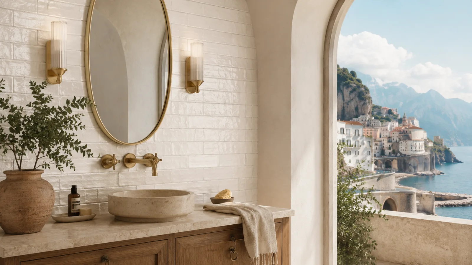 Amalfi bath — AI-generated campaign frame